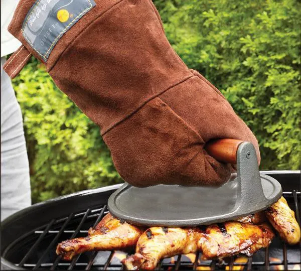 Round Cast Iron Burger Press Meat Grill Press With Wooden Handle Buy