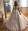 Latest Design Wedding Dress Bling Bling Ball Gown Off Shoulder Design Bridal Gown 2019