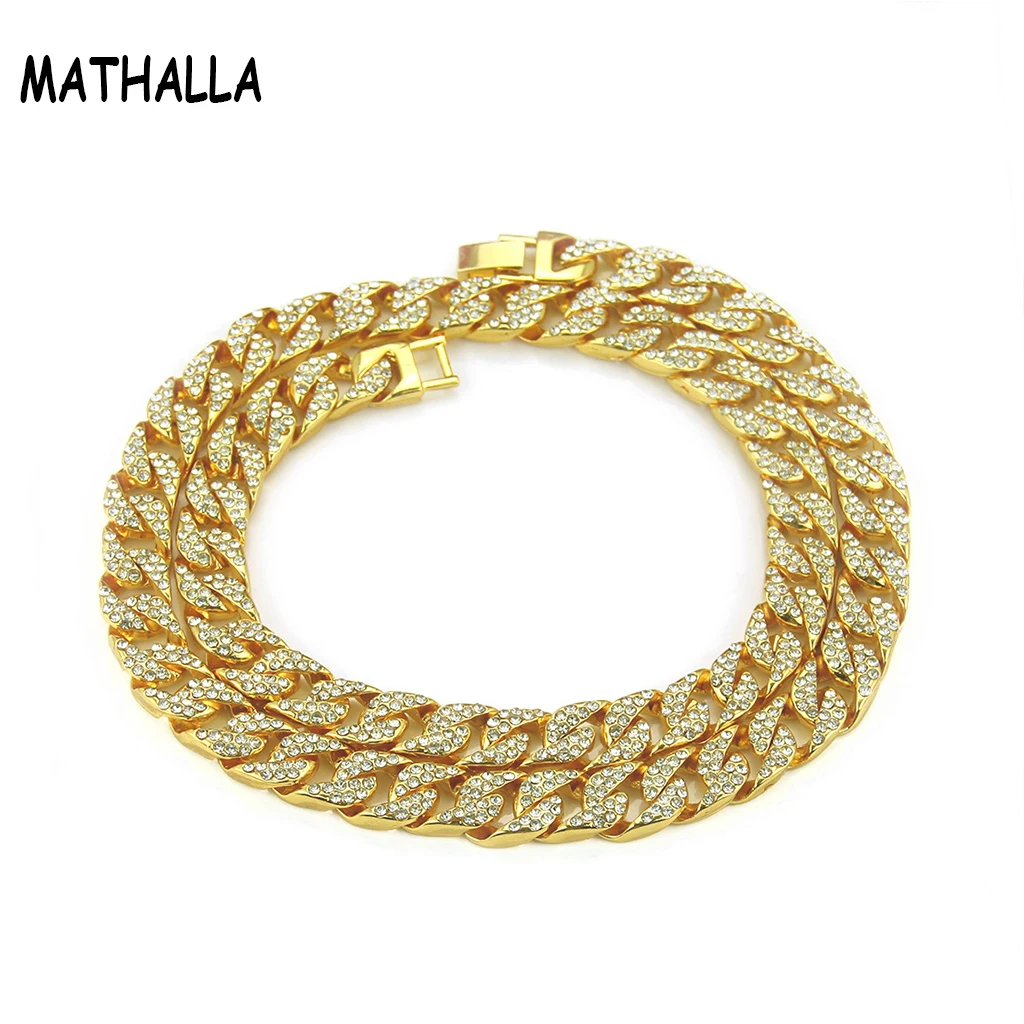 

Rock Statement  Iced Out Diamond Cuban Chain Necklace Zinc Alloy Men's Necklace Hiphop Jewelry Joyeria, Gold;silver