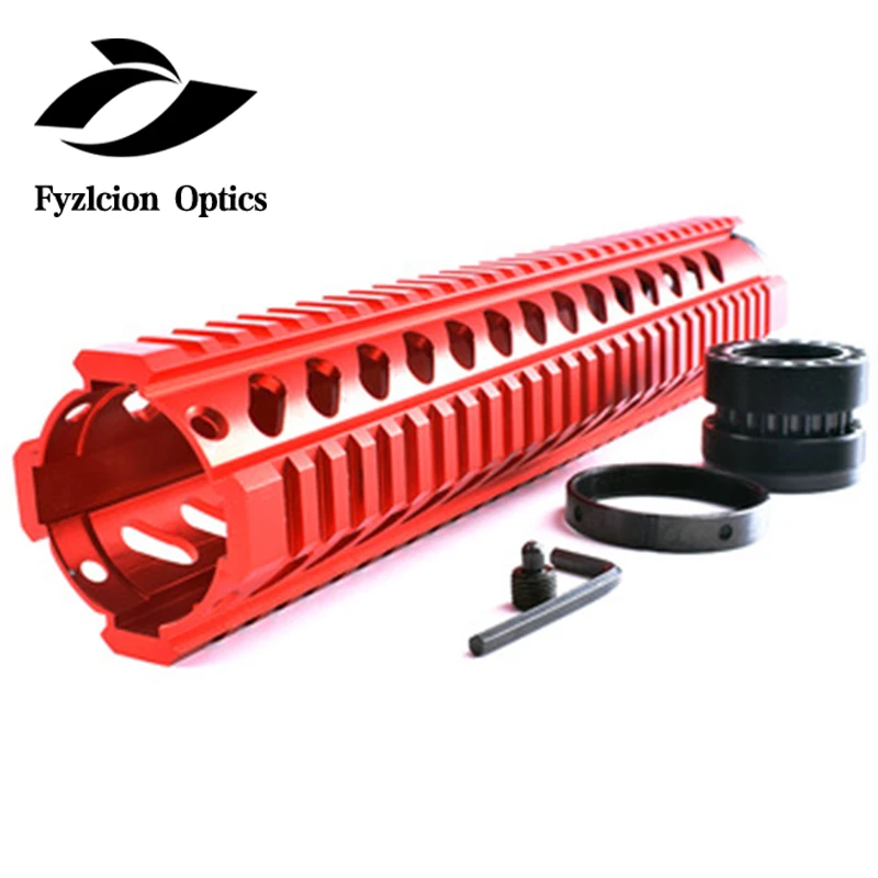 

Red 12 Inch Free Float Quad Picatinny Rail Handguard Installs On Standard Carbine Length AR15 M16 Rifles