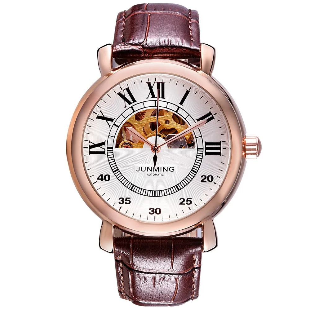 

2016 NEW Luxury Brown Band Automatic Watch Men Wristwatches White Dial, Black white
