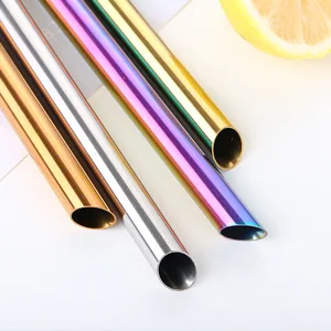 Image of New product 2019 Custom steel sharp drinking straw Reusable boba tea Metal Straw