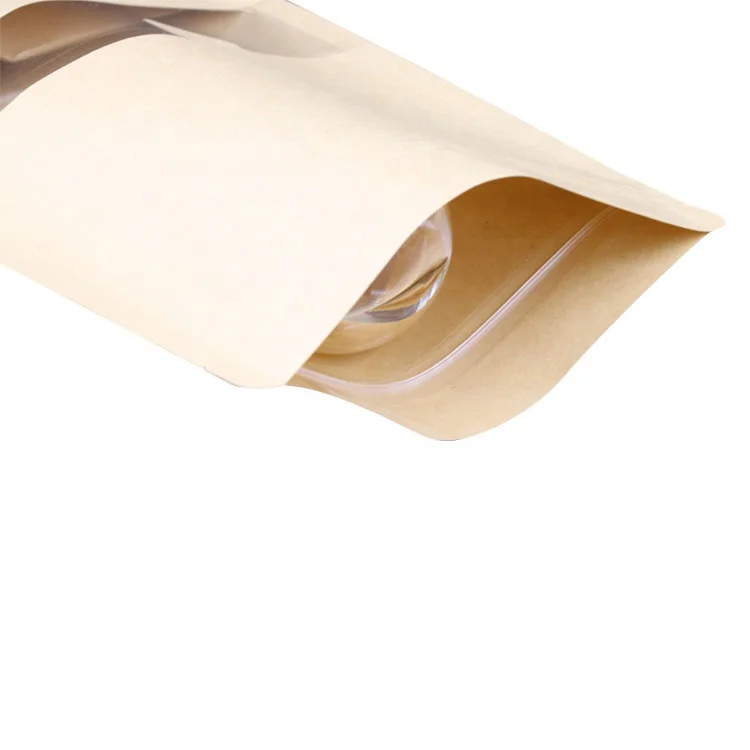 
Wholesale cheap recycled brown kraft paper zipper bag with window 