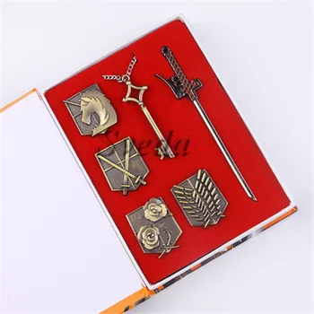 Japanese Anime Shingeki No Kyojin Attack On Titan Survey Corps Badgeweaponskey Pendant Necklace Props Set Collectibles Toys Buy Attack On