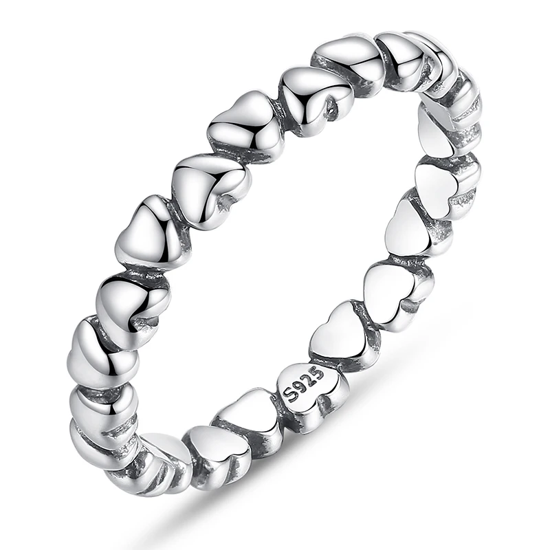 

New Trendy 925 100% Solid Sterling Silver Forever Love Heart Finger Ring