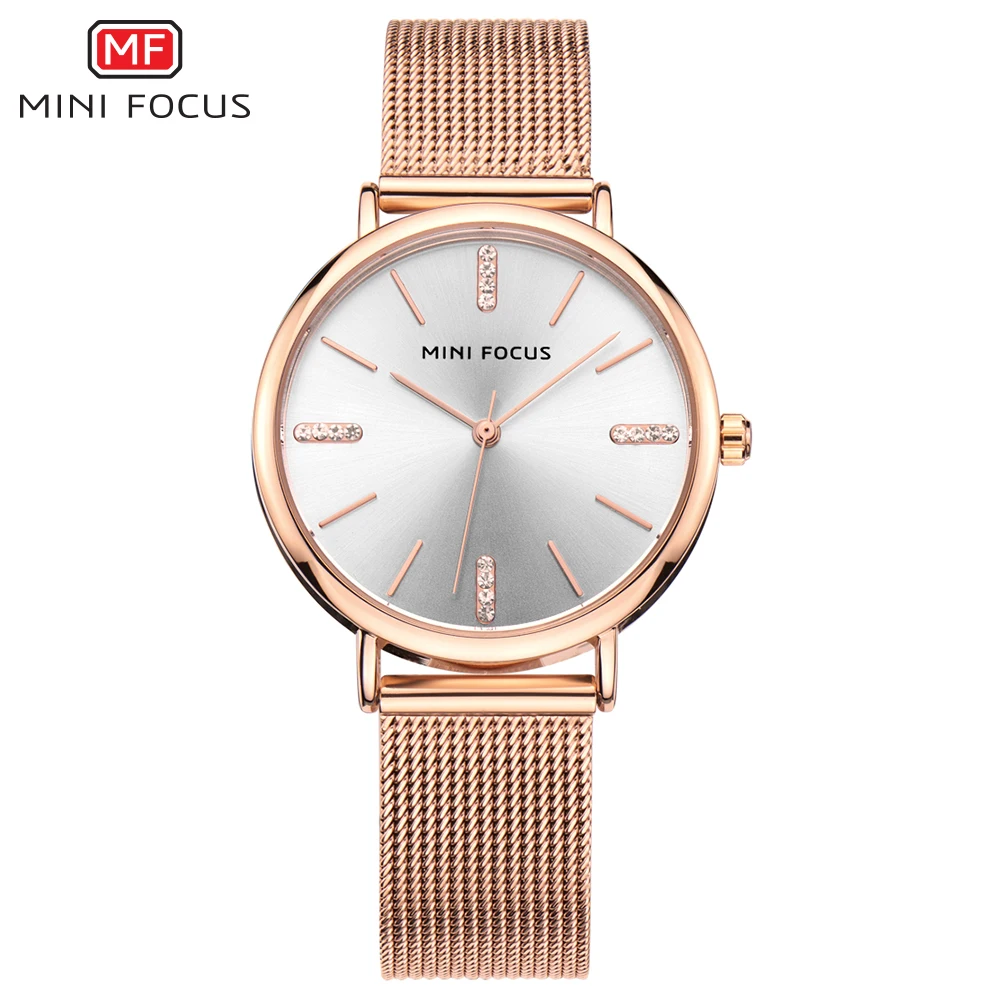 

MINI FOCUS 0036L Women Ladies Quartz watches Stainless Steel Clock Casual Diamond Wristwatch