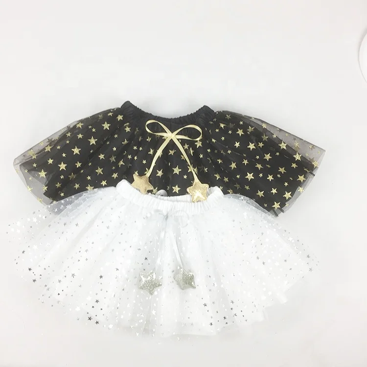 

Wholesale New Cute Little Girls Children Baby Tutu Table White sparkle Silver Star Skirt, Exsiting color: white/black;can be customised