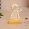 Etch lighting customized solid wooden lamp base for creative 3d illusion acrylic