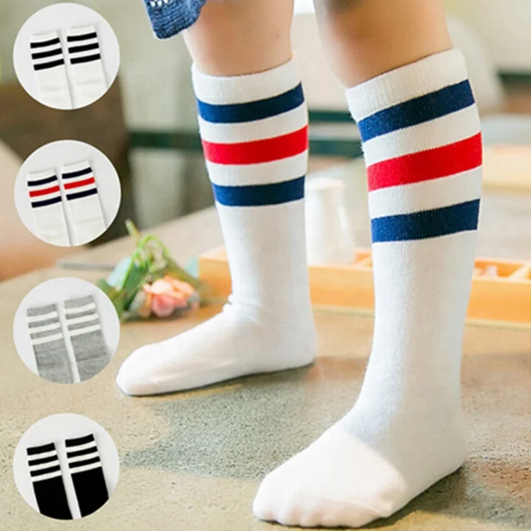 

Wholesale Cotton children Leg Warmers Kids Striped knee high crew tube socks, Pantone color