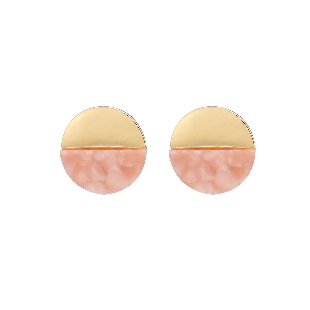 

Semicircular acrylic resin alloy splicing earring simple geometry round stud earring (KER358), Same as the picture