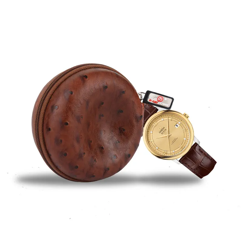 

Luxury ostrich leather watch box portable eva hard watch travel case, Black/red or customized