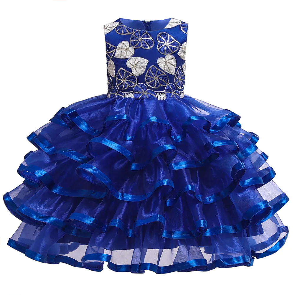 

Fashionable cute baby girls party dress flower girl dress patterns for wedding colorful kid frocks for 6 years