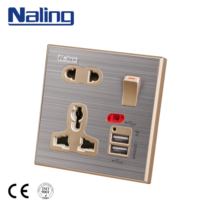 Naling High Quality Multi Plug Universal Usb Wall Socket With Pc Base