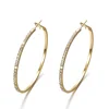 2019 Fashion Hoop Earring Rhinestone Big Circle Gold Loop tennis Earrings