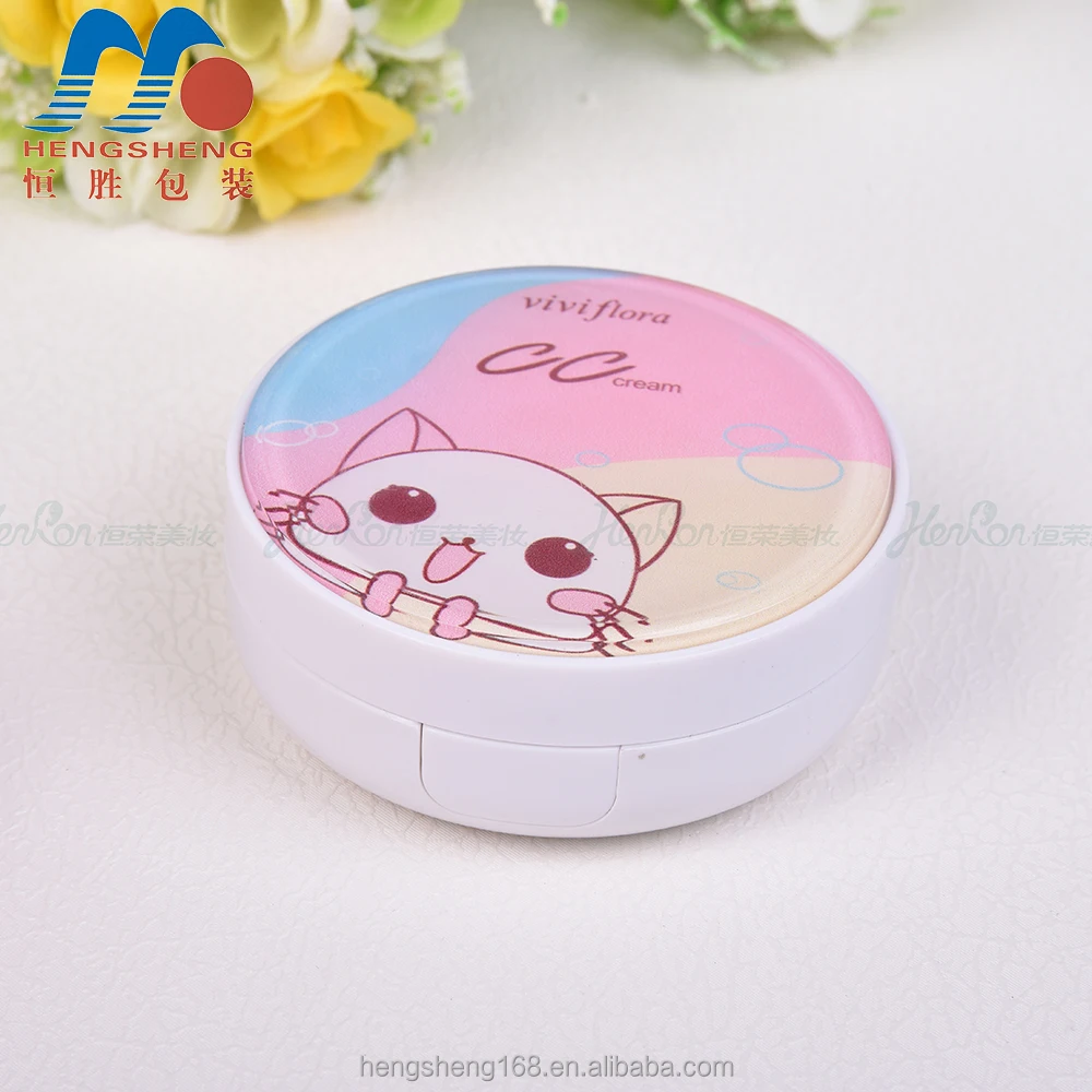 
Hengsheng factory wholesale round custom your own empty makeup cushion cc face foundation compact case 