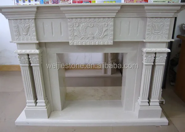 Chimenea de mármol blanco azulejo, relleno de la chimenea de mármol