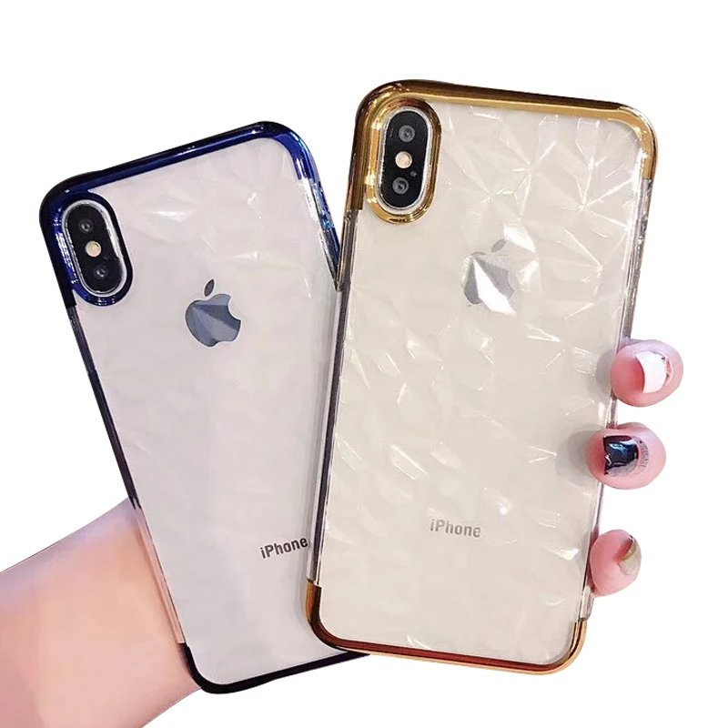 

Factory Price New Arrival 3in1 Plating Diamond Pattern TPU Custom Phone Case For iphone XS MAX, Blue;black;red;pink;gold