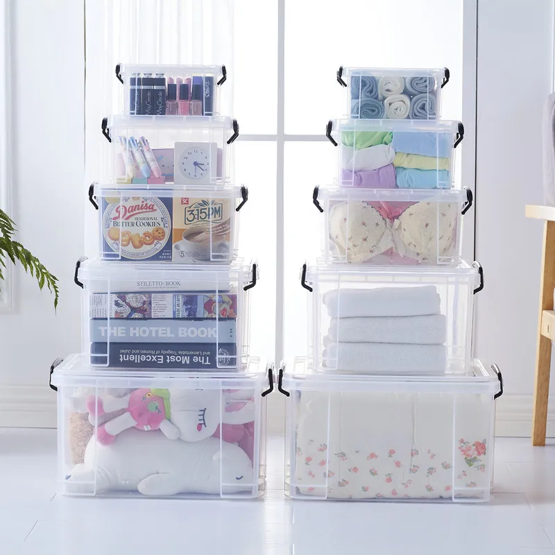 Qm 15l Clear Transparent Large Plastic Clothes Storage Containers Tote