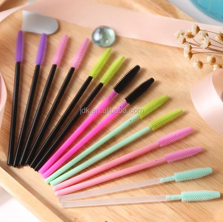 

Clear Black Pink Green Wholesale Disposable Silicone Eyelash Mascara Wands Spoolie Brush From China Factory, N/a