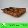 handmade square rattan wicker cutlery basket with 4 dividers