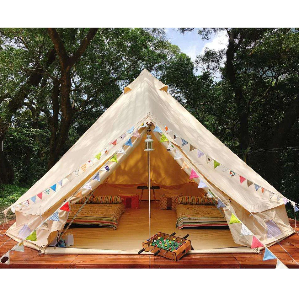 

5M Glamping Resort Durable Waterproof Cotton Canvas Bell Tent with fire mildew resistant, N/a