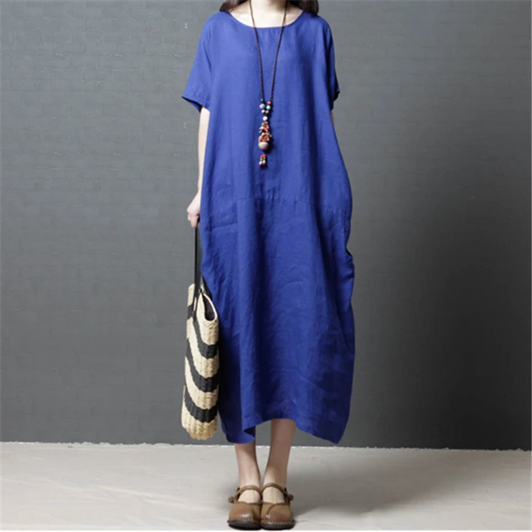 

Summer Loose Ladies Linen Dresses in Stock