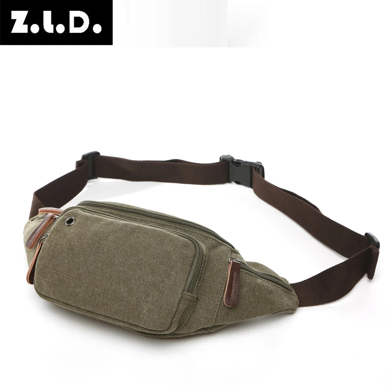 

ZUOLUNDUO Custom fashion holographic canvas cycling phone waist pouch bag, Khaki, dark blue, black, coffee, green
