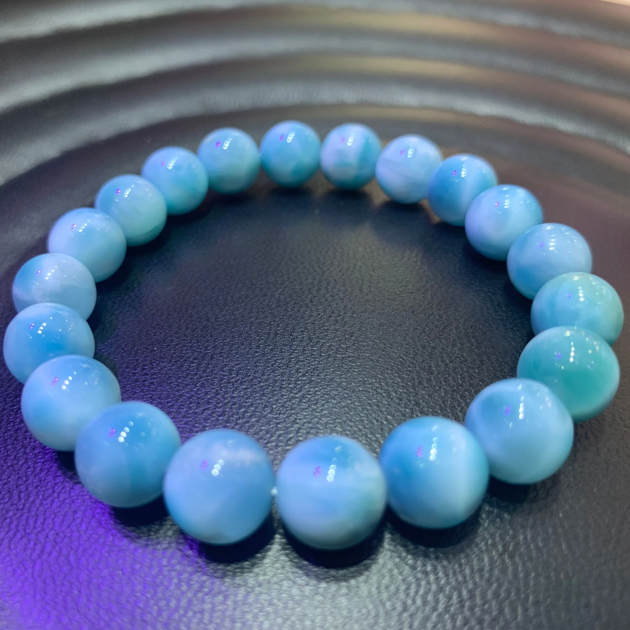 

Natural stock 8mm Dominican republic larimar stone beads bracelet, As pictures and video