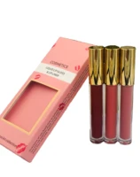 

2019 organic makeup oem 3pcs matte private label matte glitter lip gloss set with customized diamond packaging