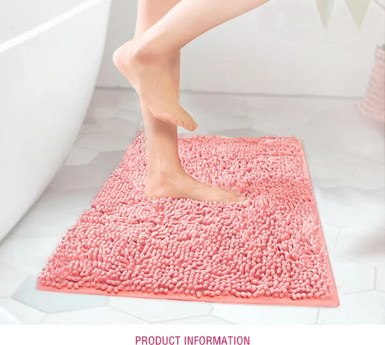 Super Absorbent Antislip 100polyster Material White Chenille Bath Mat