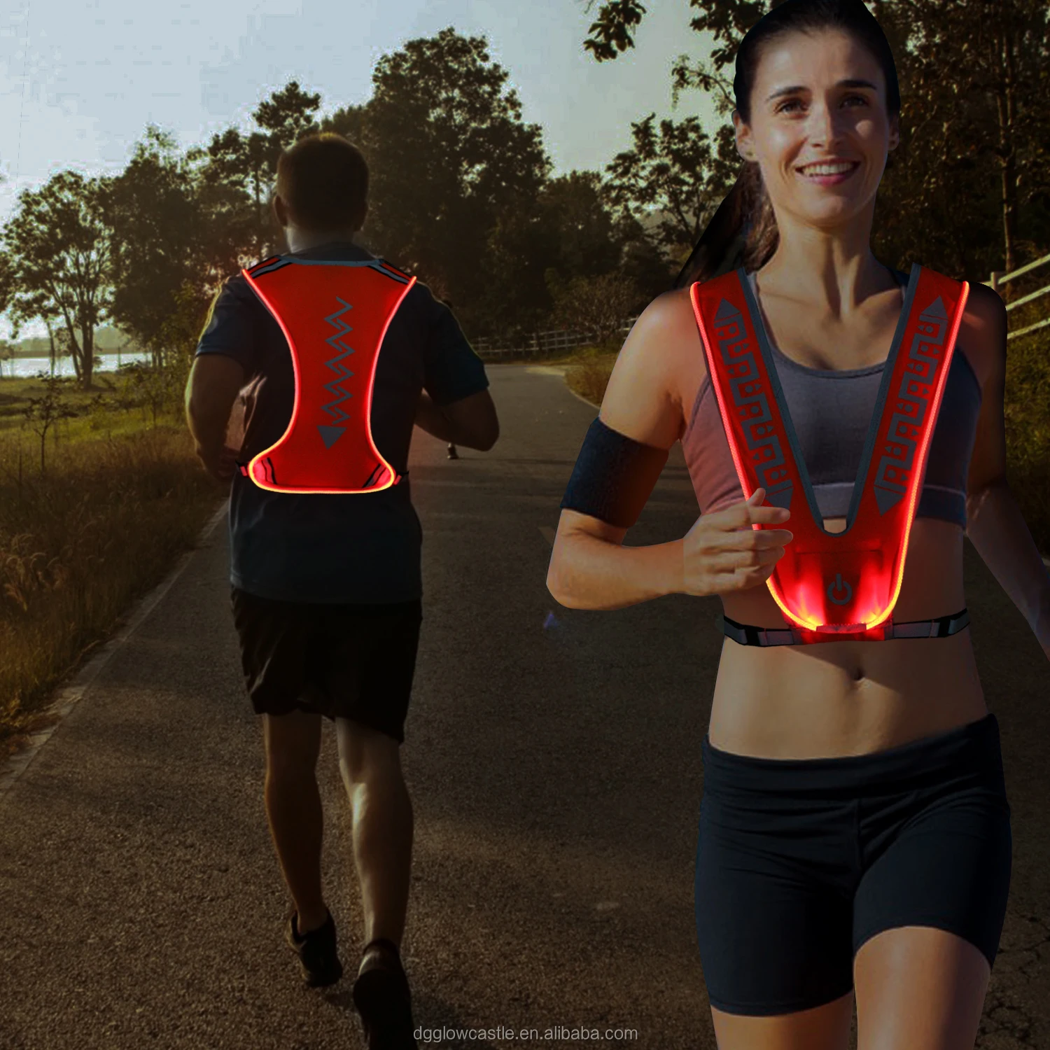 Ce Approved Orange Reflective Safety Vest For Night Running Riding Walking Buy Light Up Led