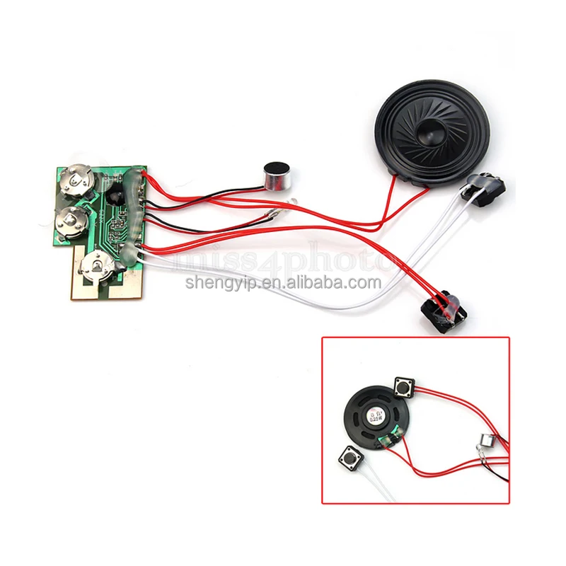 Custom pre-recording sound module for musical card with led light