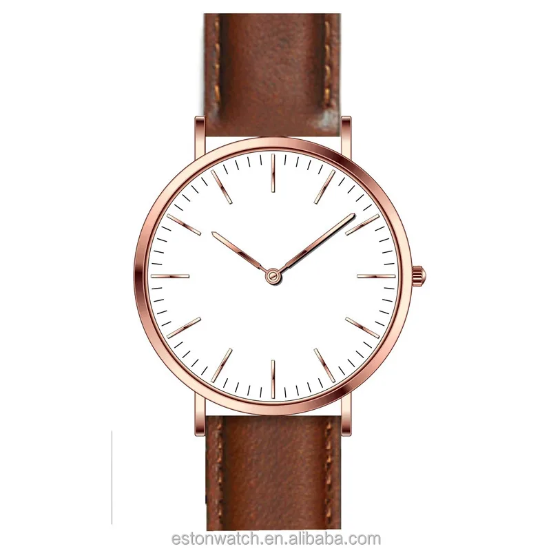 

Brand Your Own Watches Japan Miyota Movement Quartz Watch Stainless Steel Back Brown Leather Strap OEM/ODM, Silver / gold / rose gold