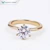 Tianyu Gem 14k 18k Solid Yellow Gold Ring 2CT Forever One D E F Moissanite Round Solitaire Jewelry Ring