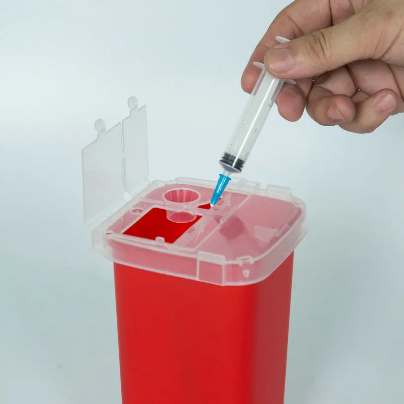 Plastic Safety Box For Syringe Disposable Medical Containers Biohazard