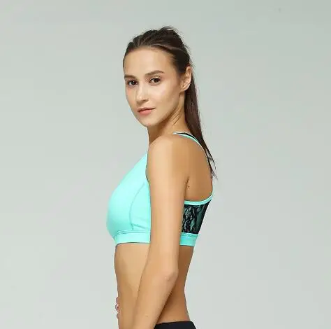 Wholesale Women sexy padded compression sport Spaghetti crop top bra