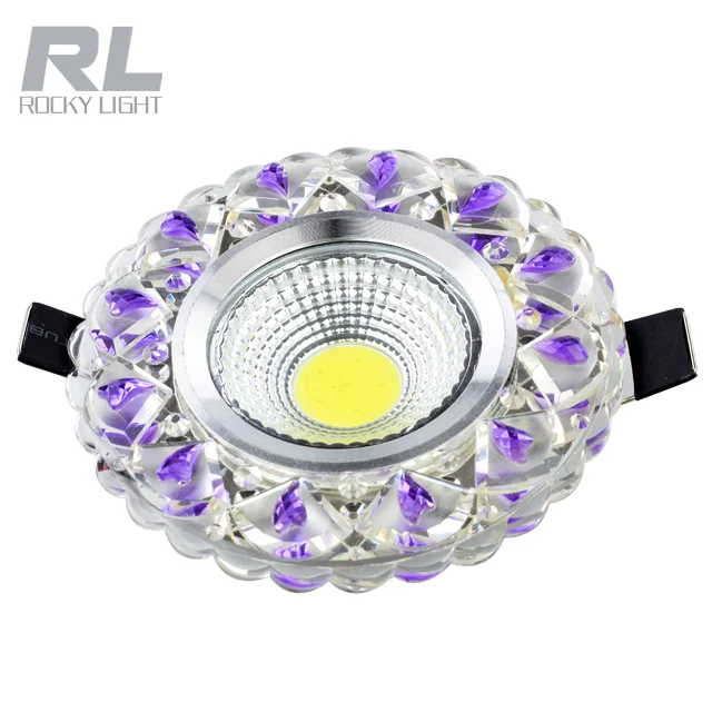 Dimmable 3W COB crystal led downlight Round 3 inch colorful Crystal ceiling lights