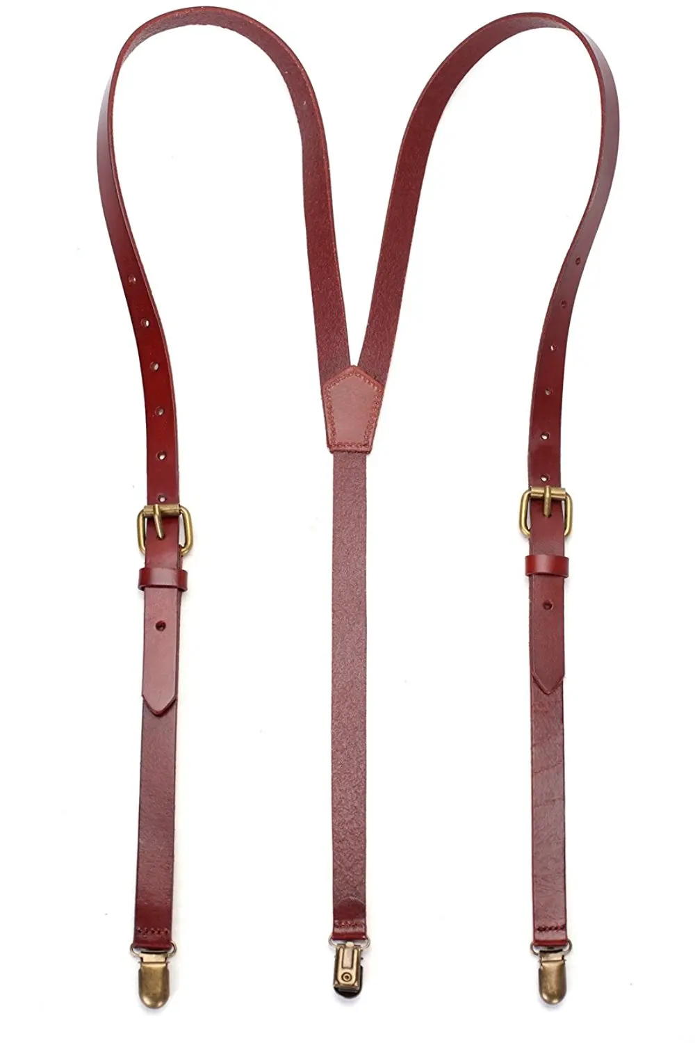 ROCKCOW Genuine Leather Suspenders / Groomsman Wedding Suspenders