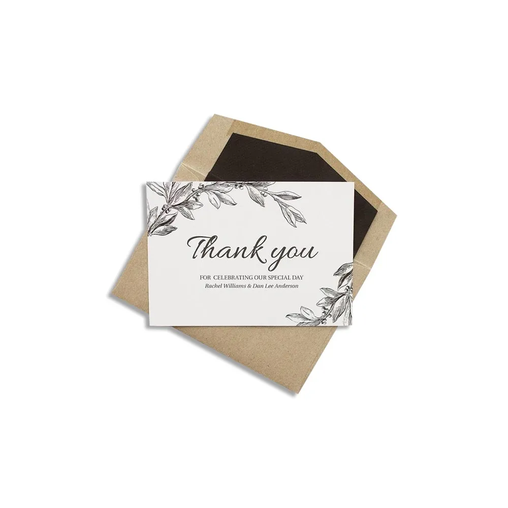 Custom Diy Wedding Greeting Gift Thank You Cards With Envelope