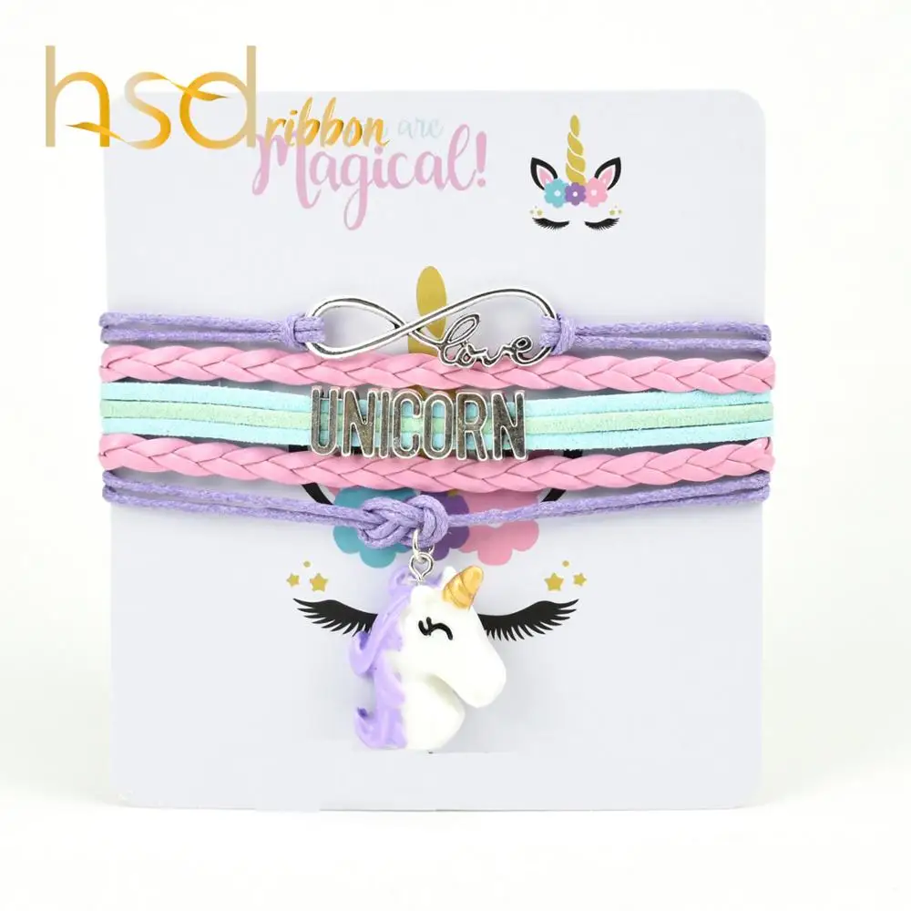 HSDRibbon Professional custom Custom unicorn Girl kid Bracelets Weave bracelet
