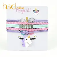 

HSDRibbon Professional custom Custom unicorn Girl kid Bracelets Weave bracelet