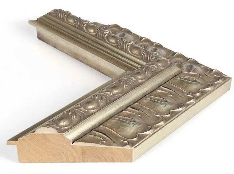 European Style Ornate Decorativesilver Foil Wood Mirror Frame Moulding