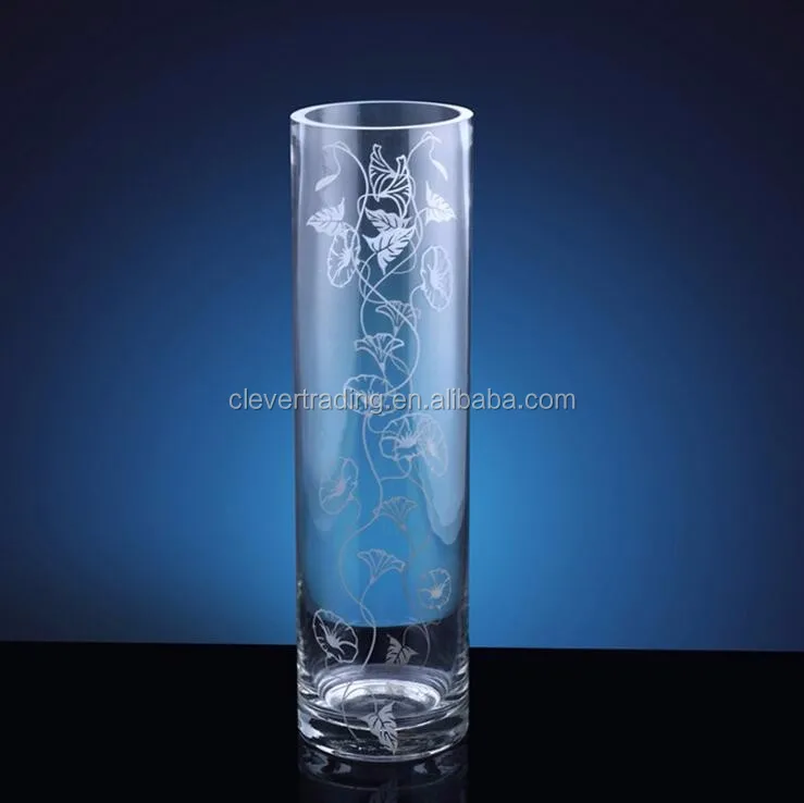 Cylindrical Glass Vase Cheap Crystal Vase With Customized Design