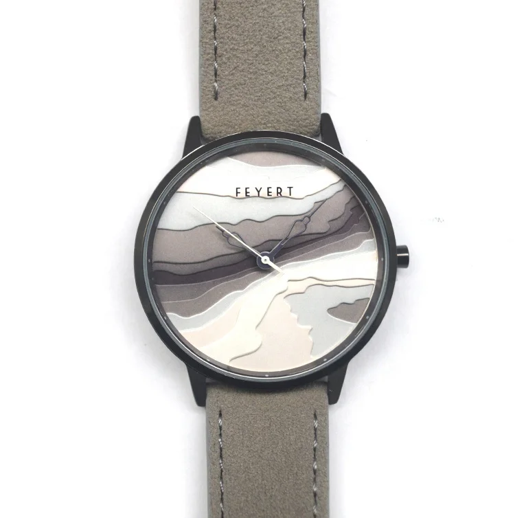 

Feyert series unisex couples wrist leather big face big dial watch fashionable leather strap wrist watch for men