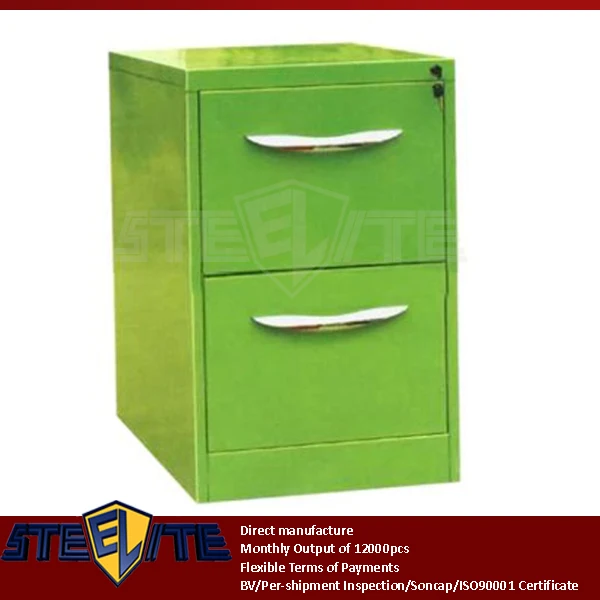 Laptop Glossy Green 2 Drawer Metal Small File Storage Boxes Table