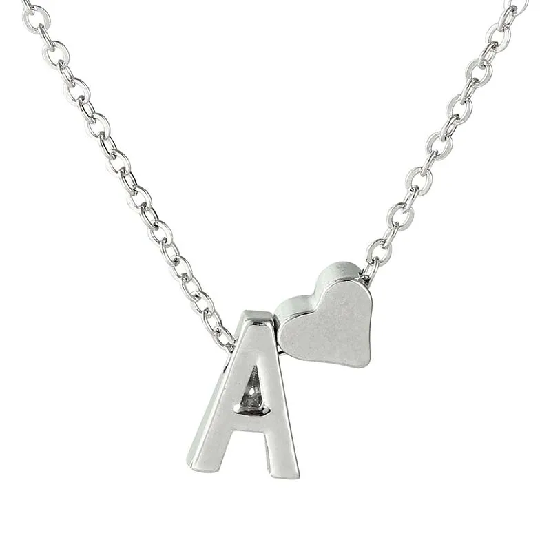 

Tiny Dainty Heart Necklace Name Letter Choker Personalized Silver Chain Necklace Jewelry for women Girls accessories Gift 19