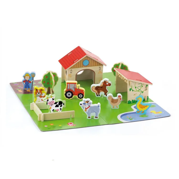 Factory Supplier Wooden Children Educational Farm Animal House Toy For