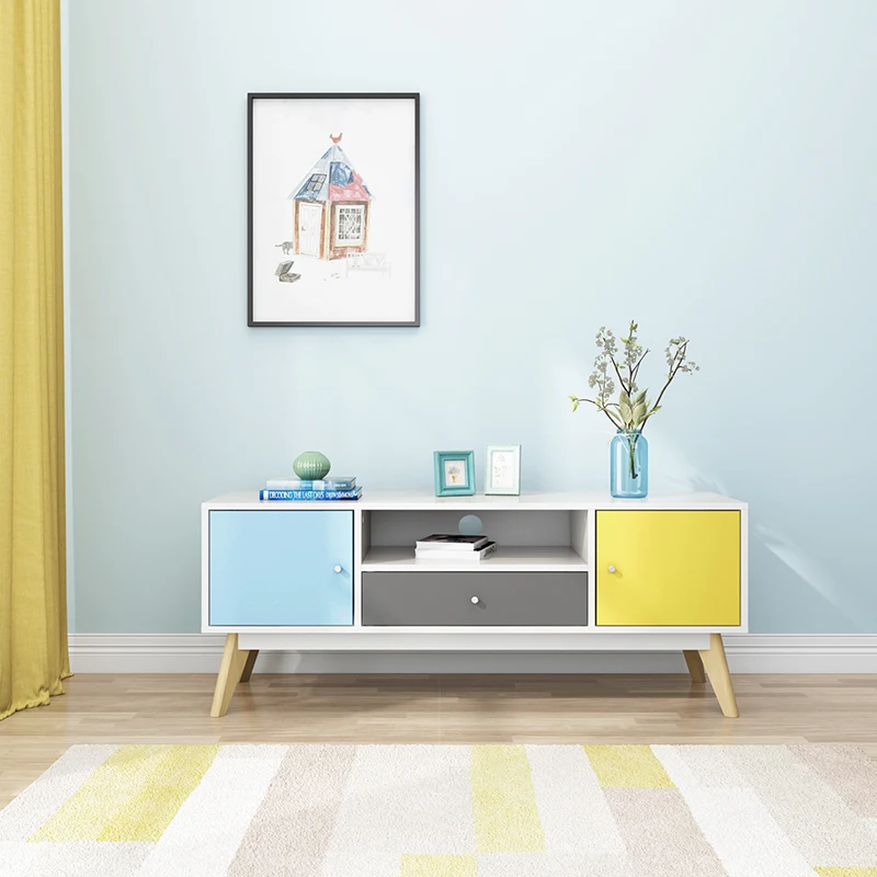 Modern living room furniture contrast color TV stand units