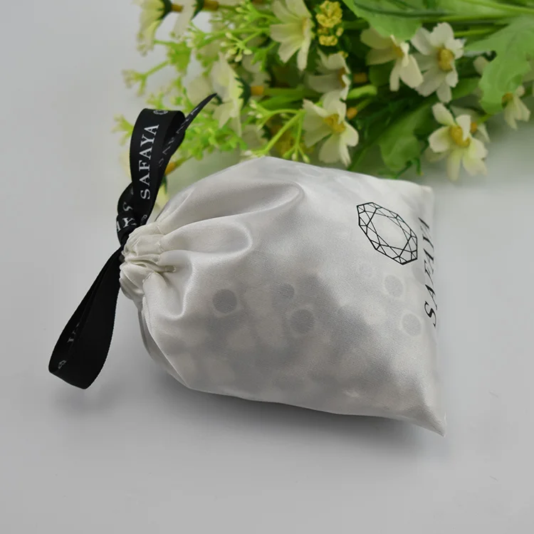 Export Products Multipurpose White Drawstring Satin Jewelry Dust Bag