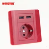 TUV approved schuko korea french type wall socket with USB fast charger